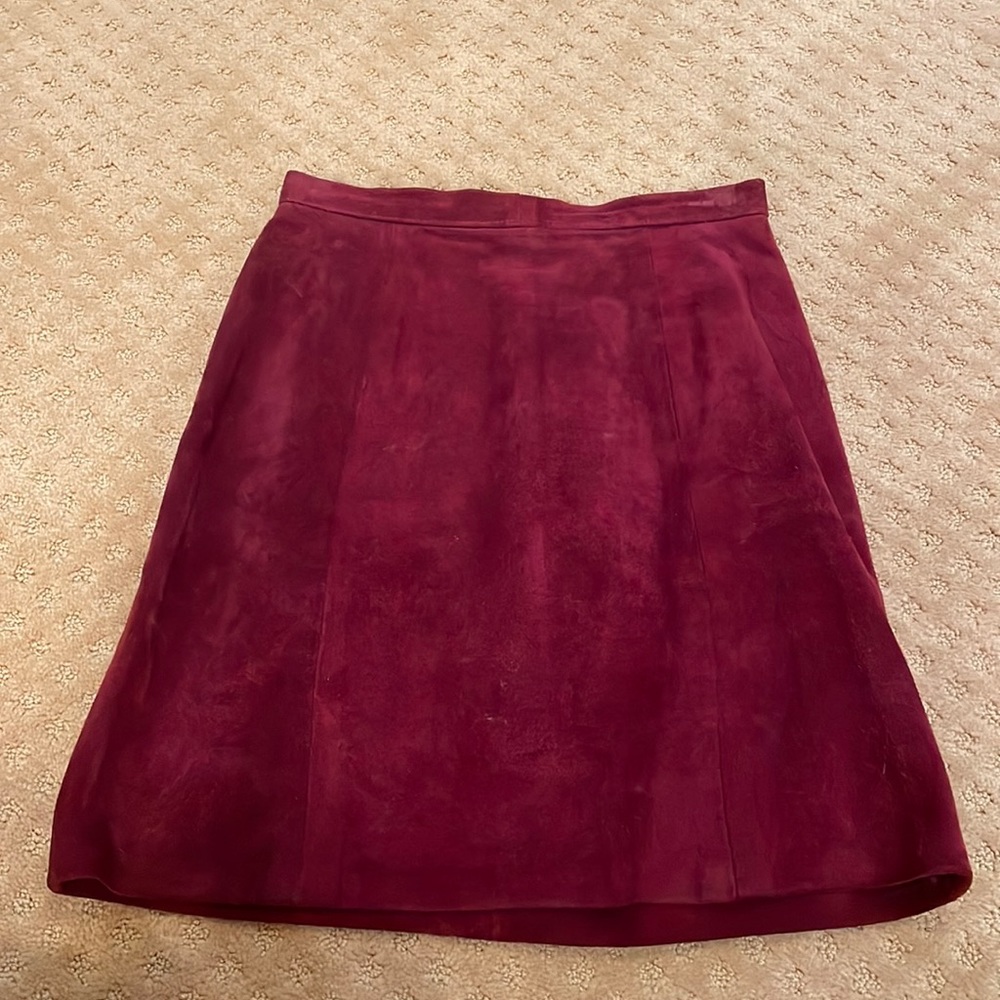 Real Suede Burgundy Skirt